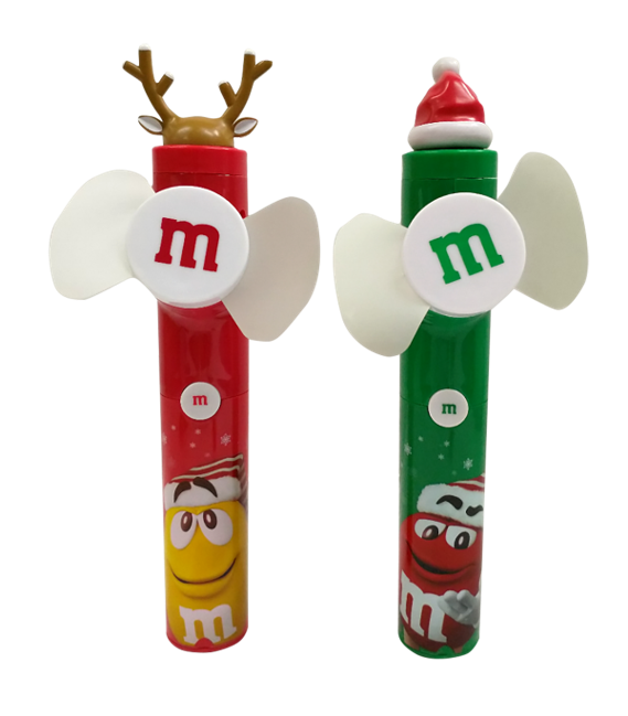 M&M's Christmas fan Candy Tube Dispenser Gift Set fun size choc GREEN 