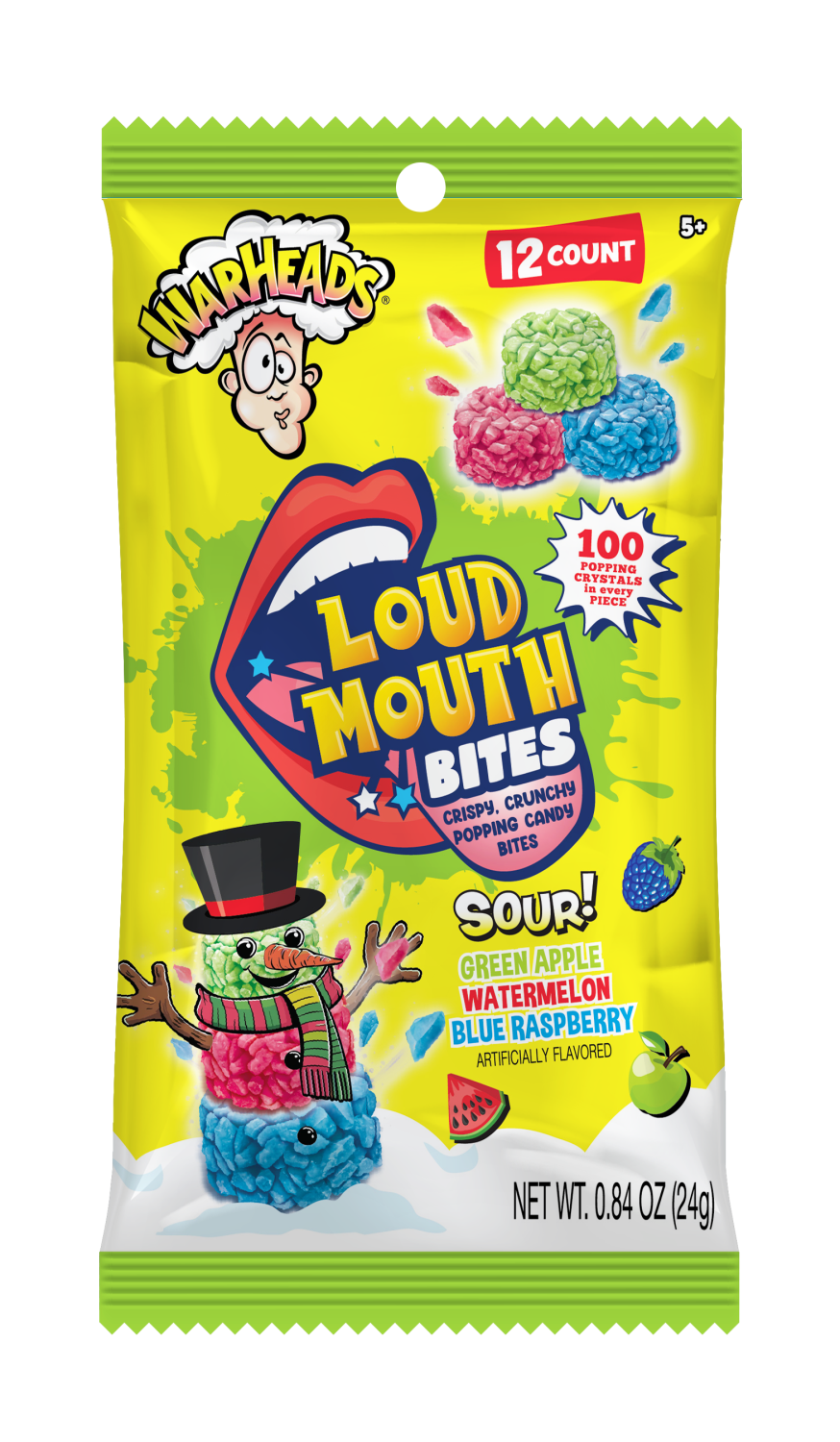 Warheads Christmas12Pc. Loud Mouth Bites Peg Bag