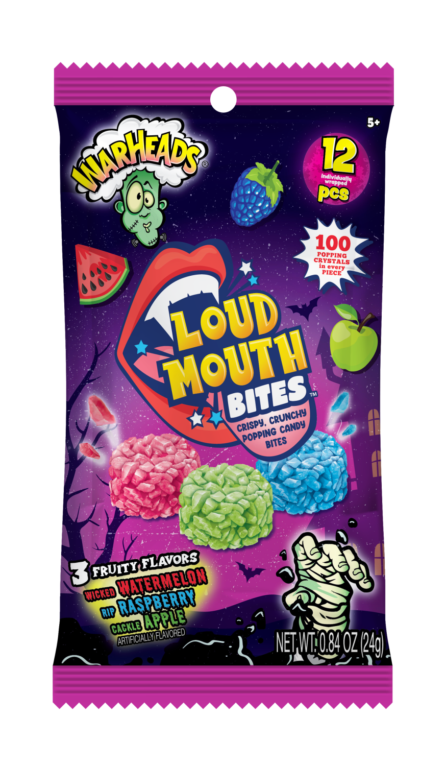 Warheads Halloween 12Pc. Loud Mouth Bites Peg Bag