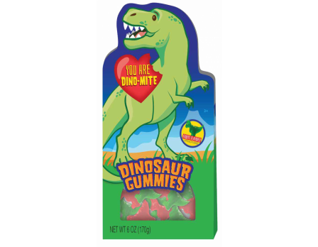 dinosaur date night valentine's plush with gummy heart box