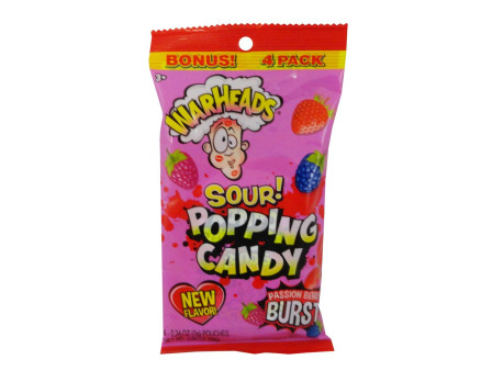 Warheads Valentine Sour 4Pk. Popping Candy Peg Bag